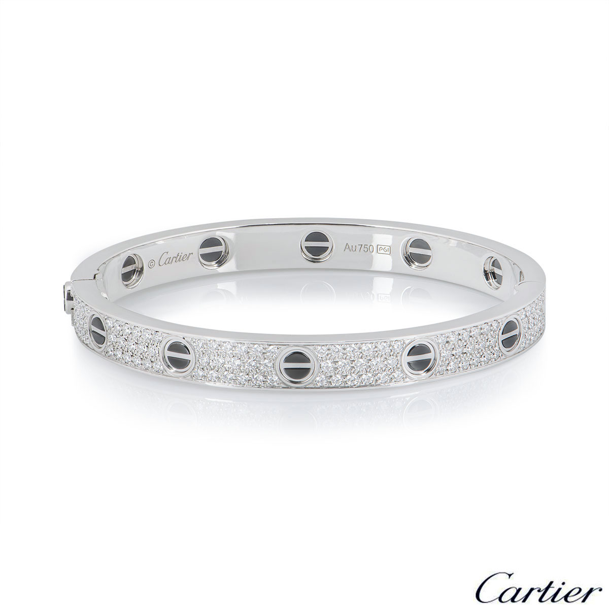 Cartier White Gold Pave Diamond & Ceramic Love Bracelet Size 18 ...